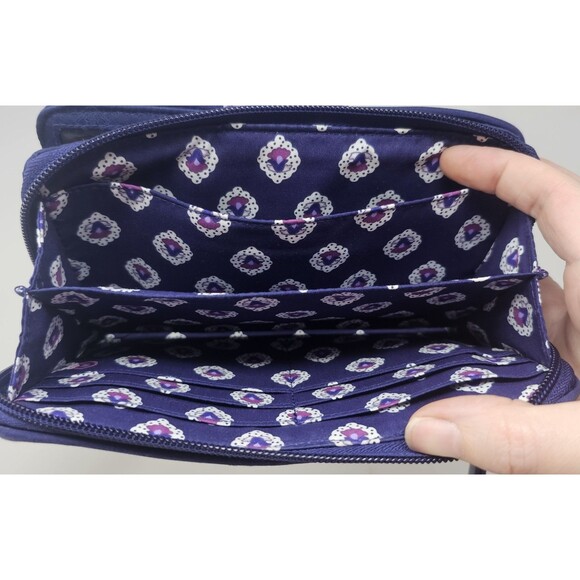 Vera Bradley RFID Turnlock Wallet Organizer Retired Java Purple *Flaws* - Picture 11 of 14